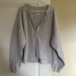 Aerie Lightweight cropped button up Henley